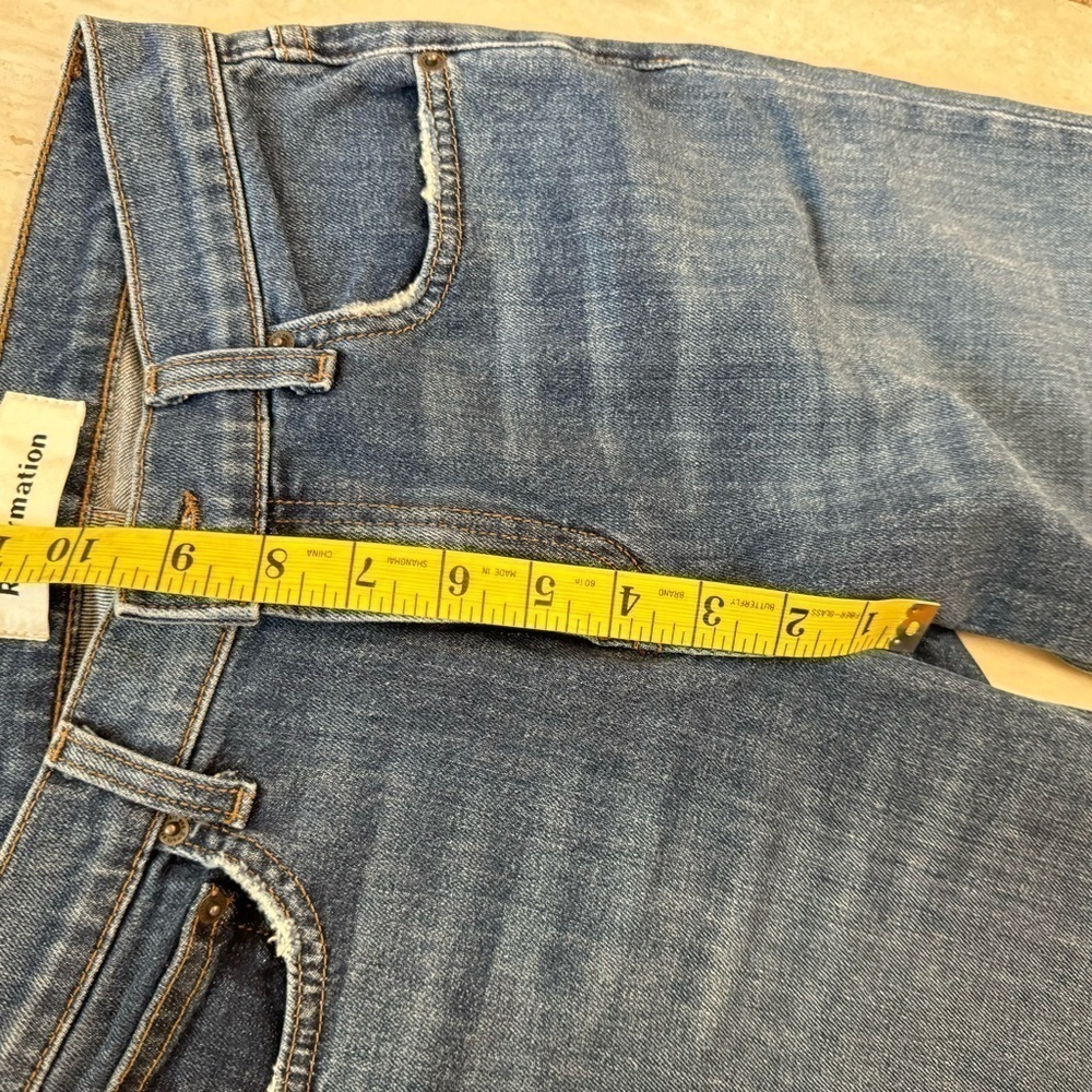 Reformation Mid Rise Slim Distressed Medium Wash Raw Hem Ankle Crop Jeans 25 - Picture 6 of 14
